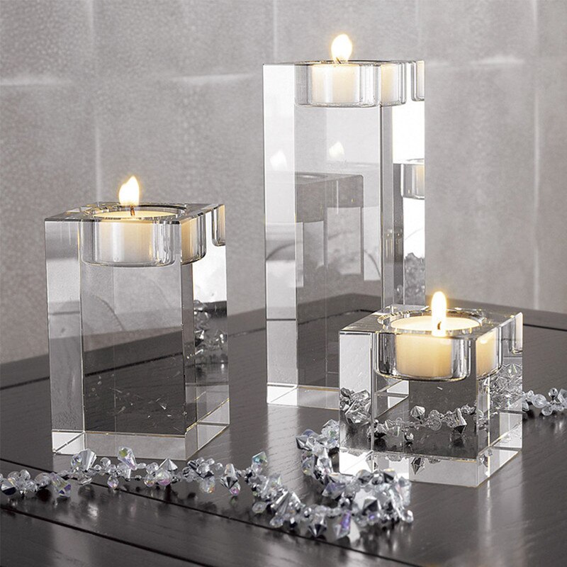 Kaarshouder Massief Crystal Clear Plein Glas Pillar Theelichthouder Voor Wedding Home Decoration Diner Bij Kaarslicht