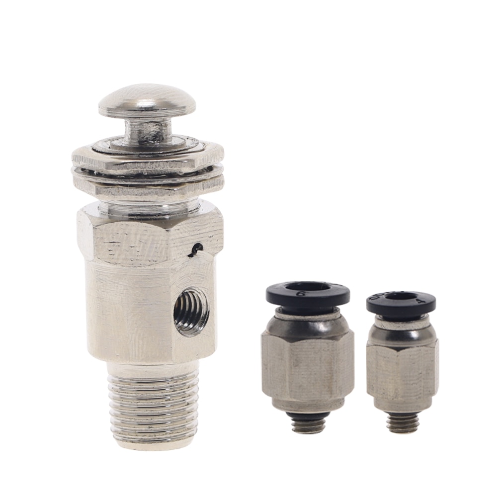 Válvula de escape mecánica neumática de aire TAC-3P, 2 posiciones, 3 vías, M5, hembra, 1/8 ", botón de rosca macho, válvulas con Fiitting