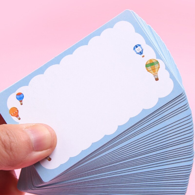 Blank Index Card Flash Cards Note Paper Set with Binder Ring Refillable for Kids