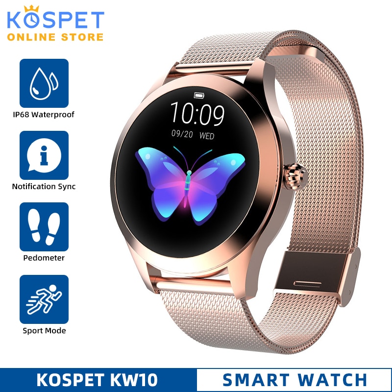 IP68 étanche montre intelligente femmes surveillance du sommeil moniteur de fréquence cardiaque lonvement Smartwatch KW10 Bracelet pour Android IOS