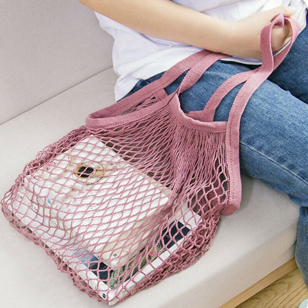 ISKYBOB Neue Mesh Einkaufstasche Reusable String Obst Lagerung Handtasche Totes Frauen Einkaufen Baumwolle Schulter Fällen Lebensmittel Taschen