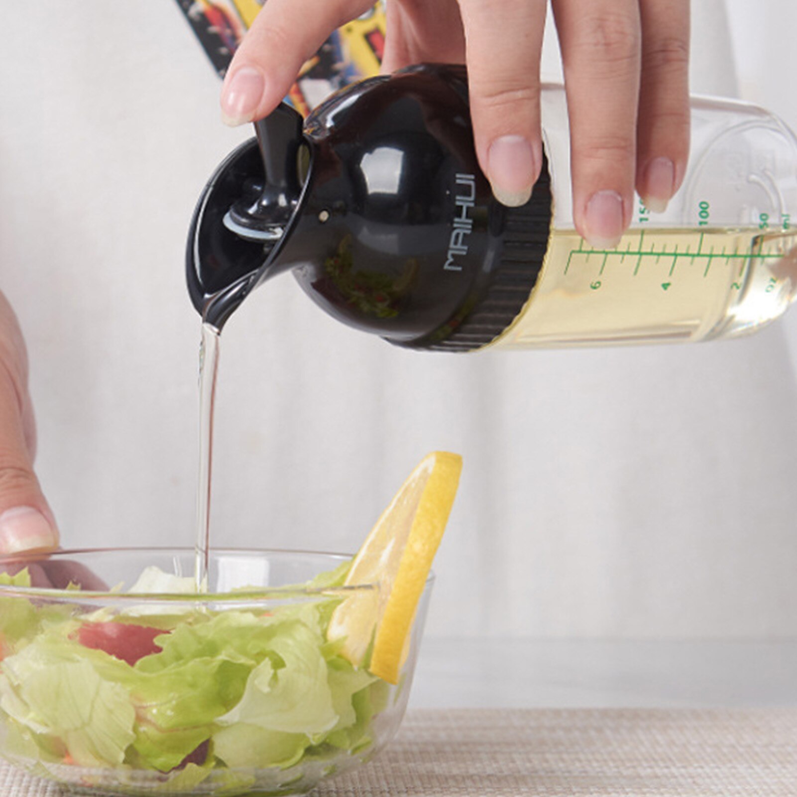 Salad Dressing Shaker Olive Oil Dispenser Bottle With Scale Transparent Kitchen Sealed Leakproof Soy Sauce Pot Sauce Container
