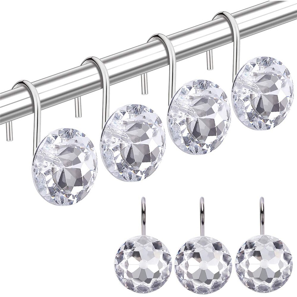 Douchegordijn Haak Decoratie Badkamer Crystal Diamond 12 Pcs Anti-Roest Mooi En Duurzaam