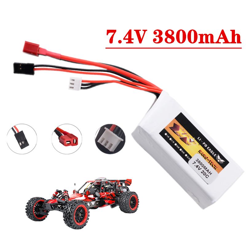 7.4V 3800mAh 20C Lipo Battery For BAJA 5B/5T/5SC Car Model Gasoline Receiver Accessories Parts 7.4V Battery