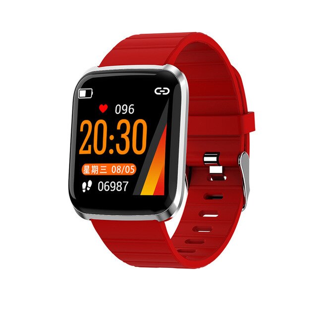 116 Pro Kleur Screen Smart Horloge Mannen Multi Sport Modi Hartslagmeter Bloeddruk Bloed Zuurstof Smartwatch Vrouwen Mannen: Rood