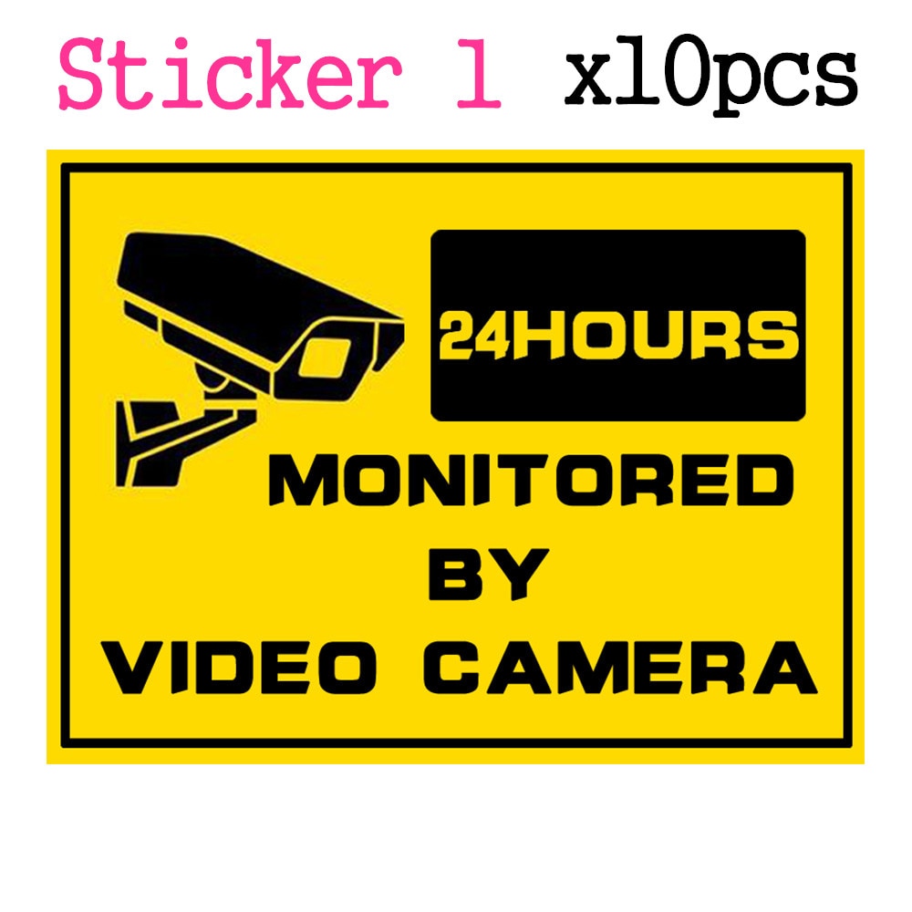 10 stks/partij Waarschuwing Sticker 24 Uur Gecontroleerd Door Video Camera Surveillance Security Camera Thuis Alarm Waarschuwing Decal CCTV Borden
