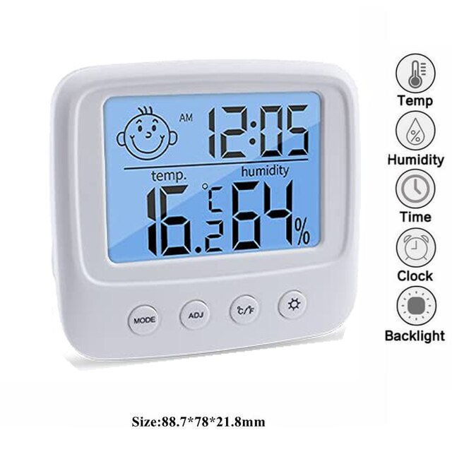 LCD Electronic Digital Temperature Humidity Meter Indoor Outdoor Thermometer Hygrometer Weather Station Clock: With back light