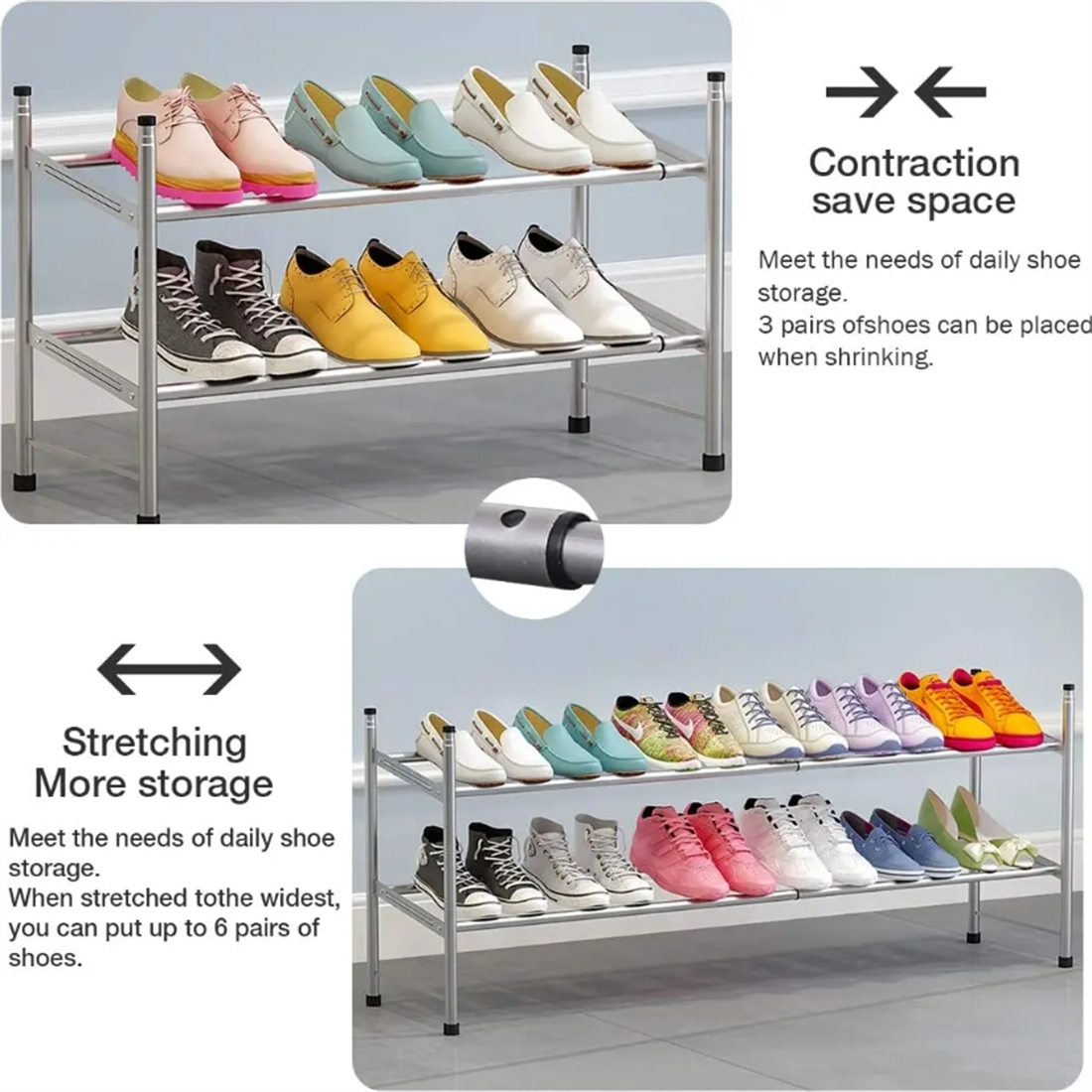 Zapatero apilable, estante de Metal de hierro expandible y ajustable, organizador de zapatos, organizador de zapatos para dormitorio, sala de estar