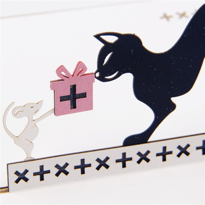 Kat En Muis 3D Pop Up Dier Verjaardag Wenskaart Kerst Uitnodiging 6A0706