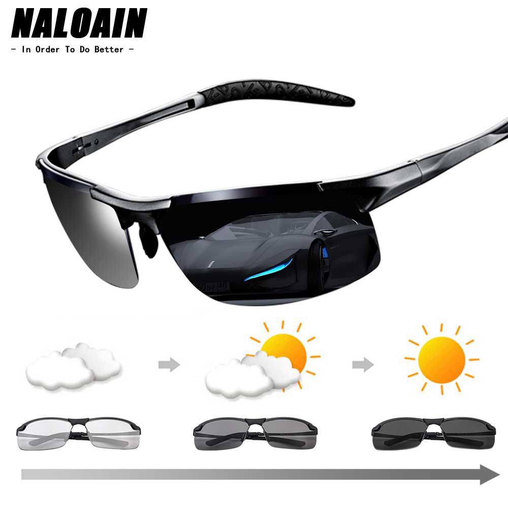 NALOAIN Gepolariseerde Zonnebril HD Lens Metalen Frame Sport Zonnebril Driving Goggles Voor Mannen Vrouwen Vissen Outdoor: Photochromic Glasses