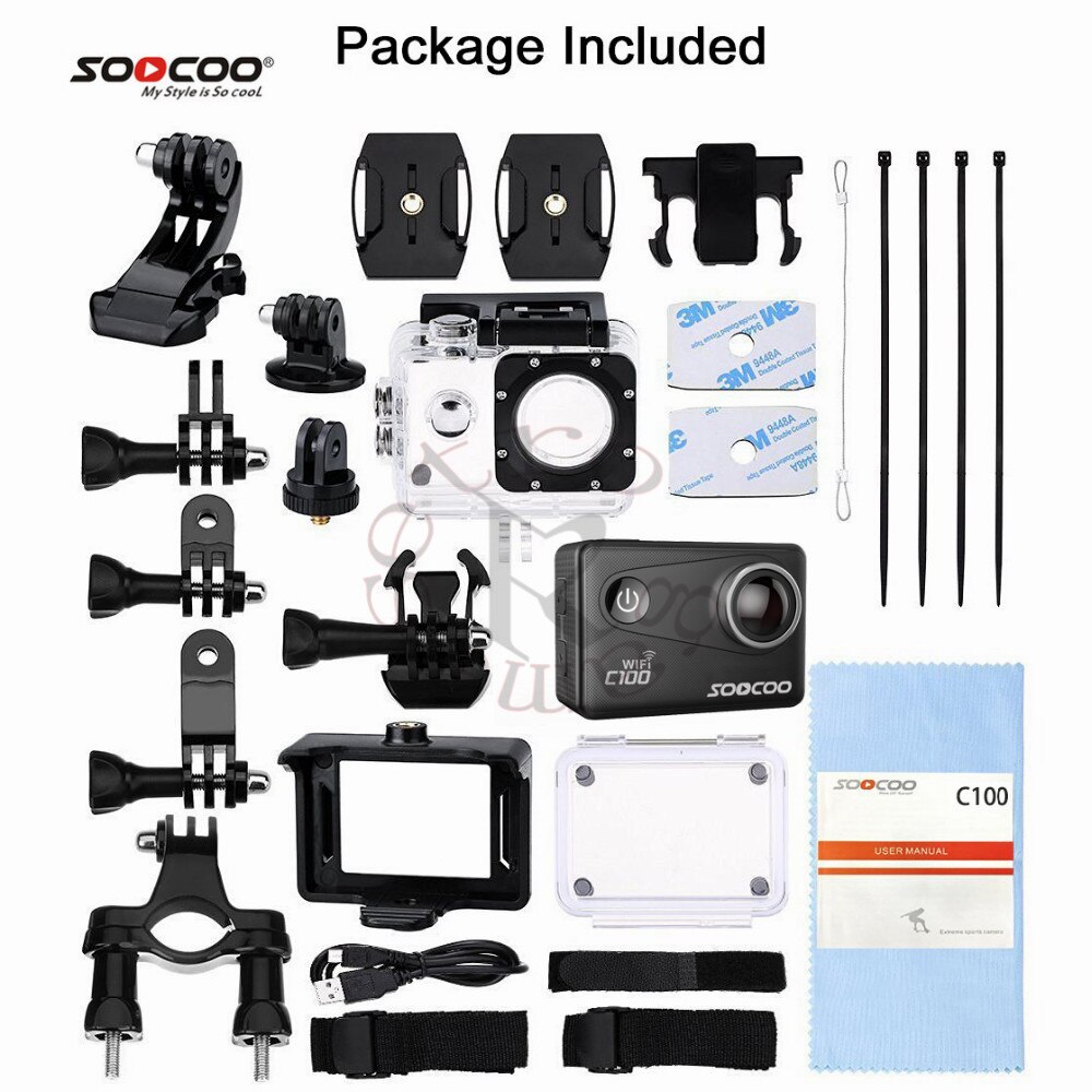 4K Wifi Action Sport Camera Soocoo C100 Ingebouwde Gyro Met Gps Extension (Gps Model Niet Inbegrepen) ultra Hd 20MP Scherm Hdmi