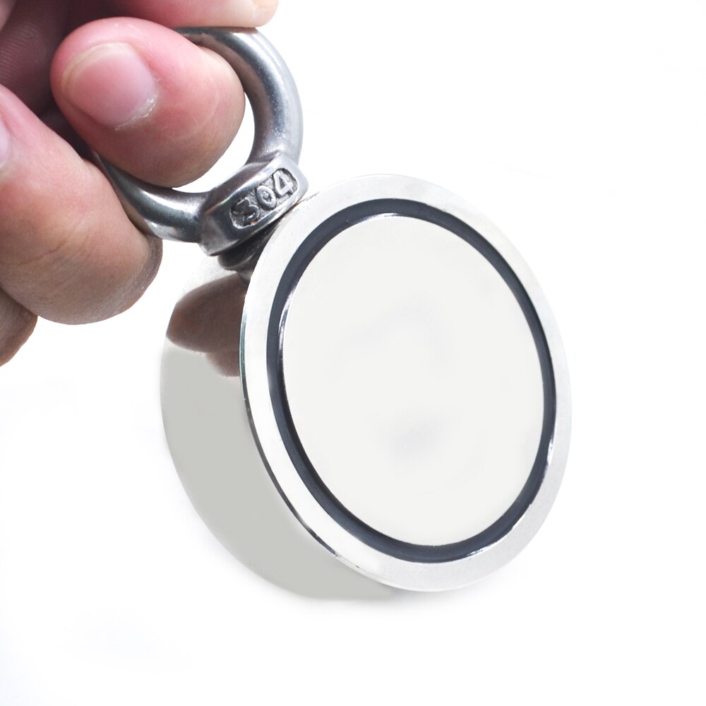 Imán potente de neodimio de doble cara, grande, magnético, fuerte, de salvamento, para pesca de Río, con anzuelo permanente