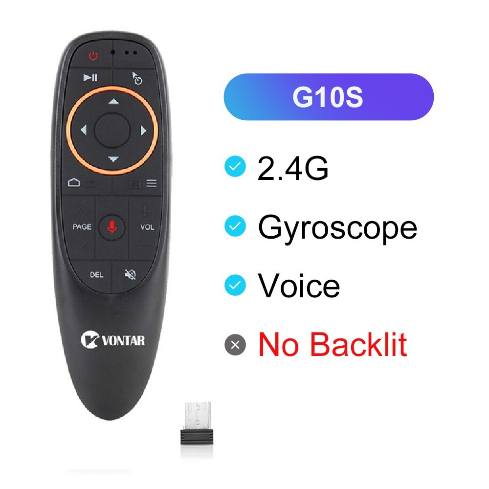 Control de voz G10S Pro, mandno a distancia con sensor giroscopio, Air Mouse, miniteclado inalámbrico, inteligente, retroiluminado, para Android, decodificador, PC, G10: G10S with Gyro