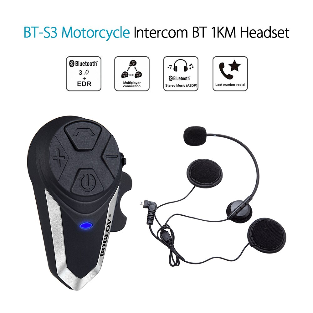 Outdoor BT-S3 Motorcycle Helmet Intercoms 3 Rider Moto Interphone Helmet Intercom Wireless Bluetooth Headset Waterproof FM MP3