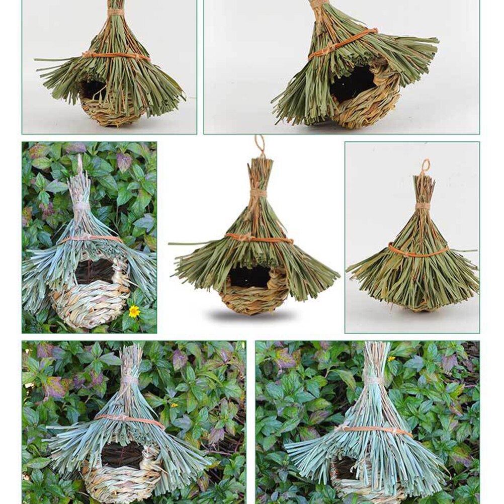 Birds Nest Bird Cage Natural Grass Egg Cage Bird House Outdoor Decorative Weaved Hanging Parrot Nest Houses Pet Bedroom Decorate