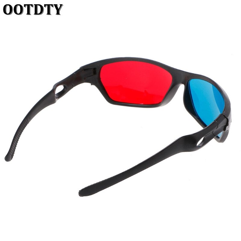 OOTDTY-gafas 3D Anaglyph para juegos de películas, DVD, vídeo y TV, marco blanco Universal, rojo y azul