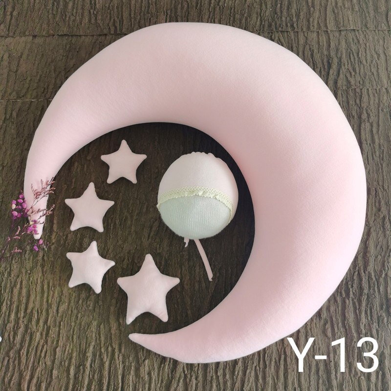 Moon Pillow Newborn Photography Prop Baby Posing Pillow Star Hat Set Baby Body Poser for Studio Photo: 13