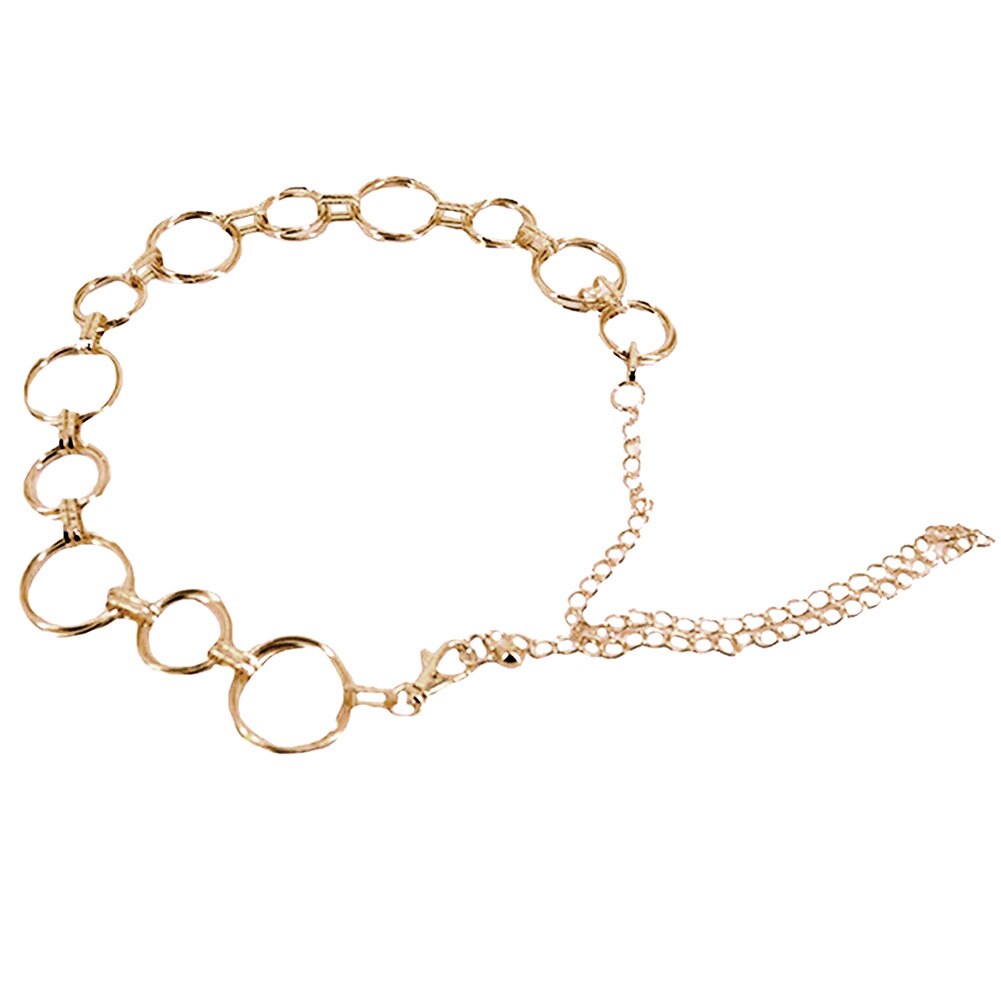 Gold Ring Chain Belt Metal Female Round Alloy Women Circle Waist Dress Belts