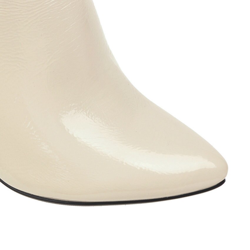 Qutaa Mode Wees Teen Pu Lakleer Enkellaarsjes Dunne Hoge Hak Herfst Winter Gesp Rits Vrouwen Schoenen Maat 34-42