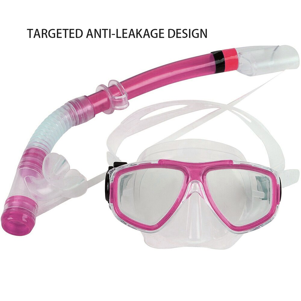 Masque de plongée masque de plongée sous-marine et tubas lunettes lunettes plongée natation facile souffle Tube ensemble piscine: pink