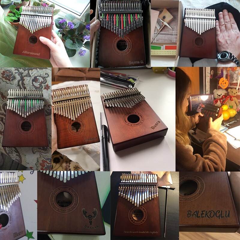 Kalimba africano de 17 teclas, Piano de pulgar de madera maciza, Sanza Mbira, Calimba, instrumento Musical de madera