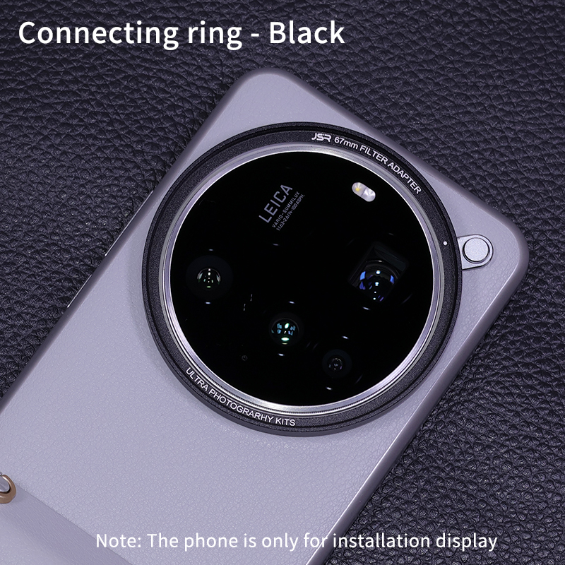 Für Xiaomi 15 Ultra Foto-Bausätze 67 mm Filter-Adapterring, Rahmen aus Aluminiumlegierung, Gegenlichtblende, kratzfeste, staubdichte Kappenabdeckung: Schwarz
