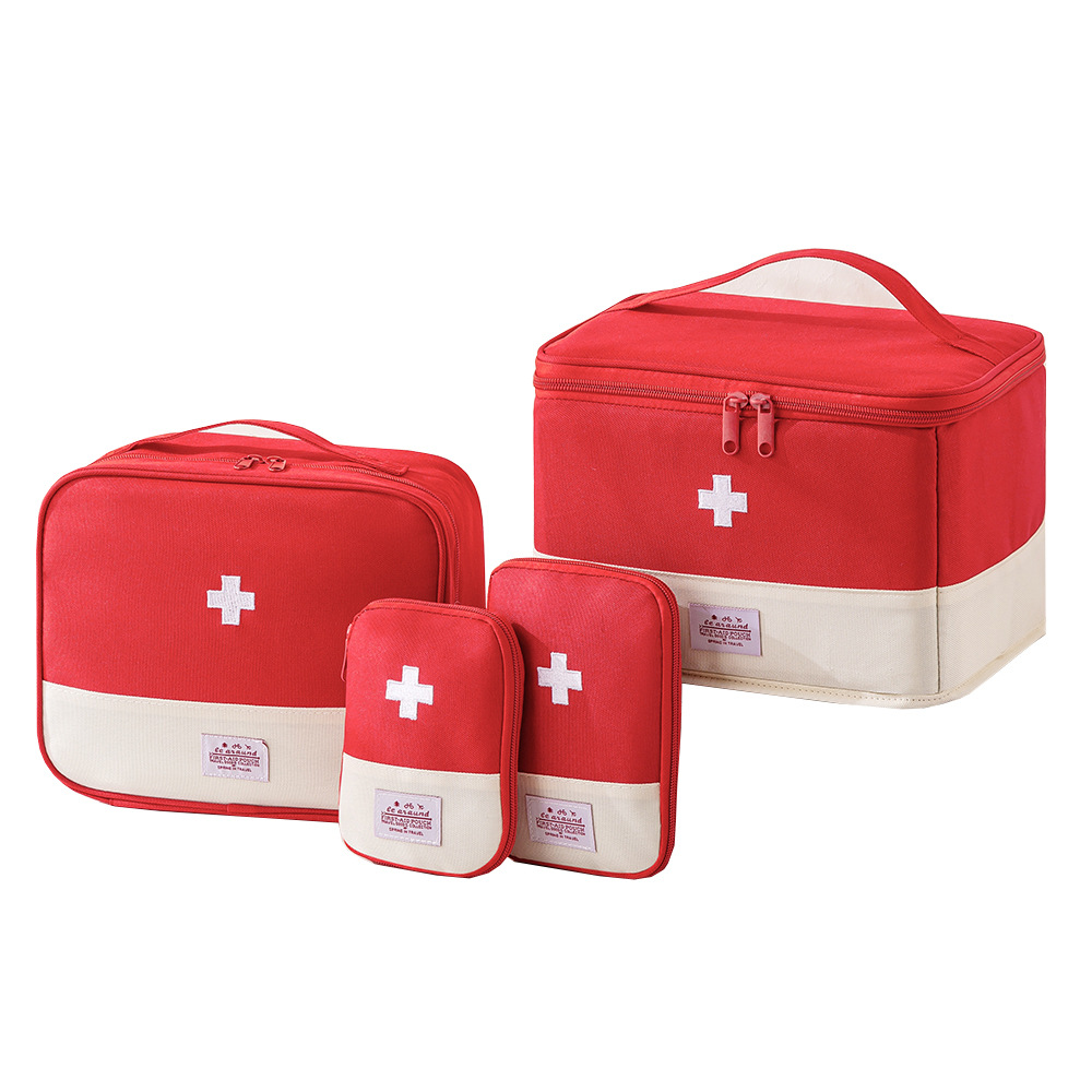 Bolsas portátiles para botiquín de primeros auxilios, bolsa de almacenamiento grande para medicina, bolsa para acampar, emergencia, hogar, viaje al aire libre, organizador con asa: Marfíl