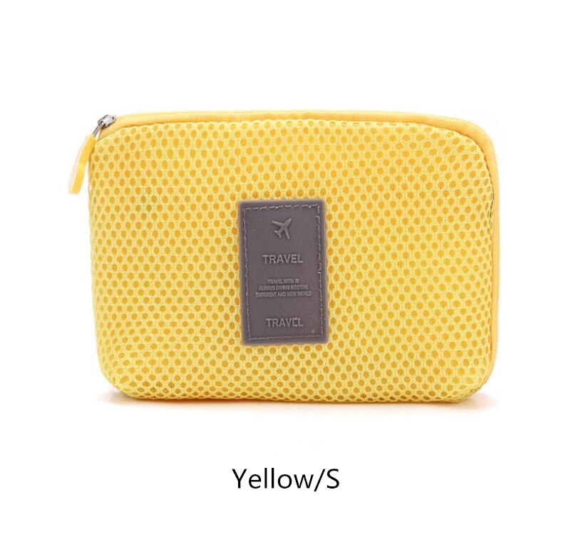 antichoc voyage numérique USB chargeur câble étui pour écouteurs maquillage cosmétique organisateur accessoires sac: Yellow-s