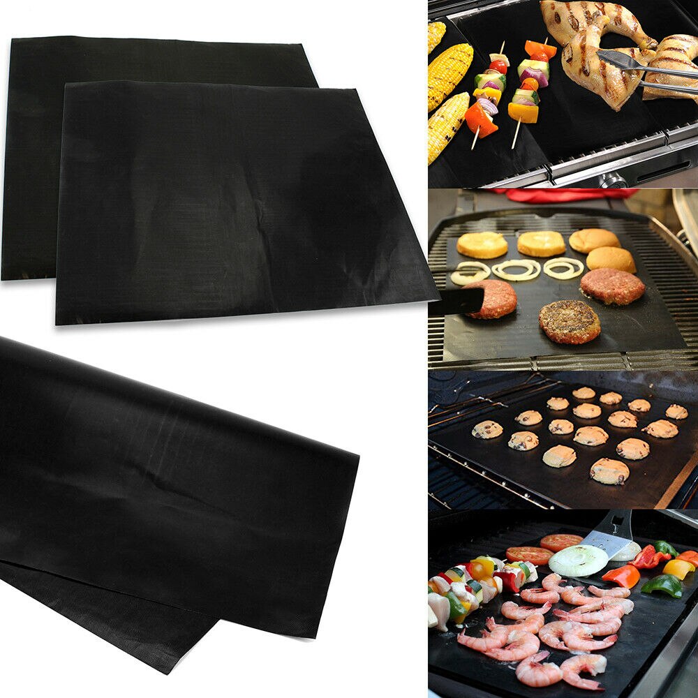 2Pcs Bbq Grill Mat/Sheet Slip Herbruikbare Non-stick Barbecue Bakken Vlees Hittebestendig Barbecue mat