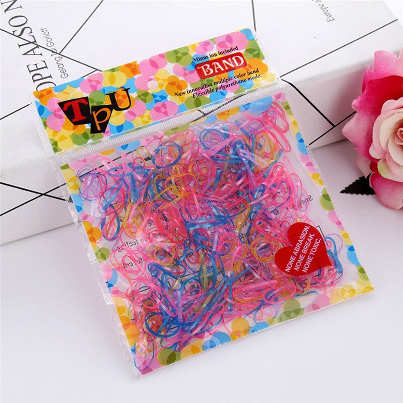 10-600PCS Cute Girls Colourful Ring Disposable Elastic Hair Bands Ponytail Holder Rubber Band Scrunchies Kids Hair Accessories