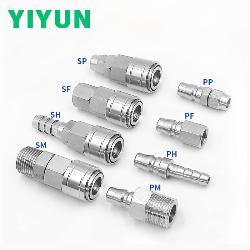 304 stk. rustfri stål pneumatisk fitting c-type kobling slange hurtigudløser kompressor stik  pp10 sp20 ph30 sh40 pm10 sm20 pf30