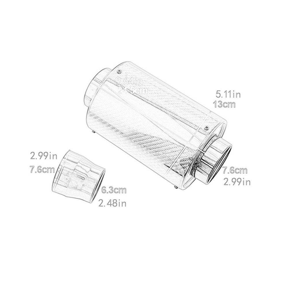 Universal Car Carbon Fibre Cold Air Filter Feed Enclosed Intake Induction Pipes Cold High Flow Ducting Intake Admission