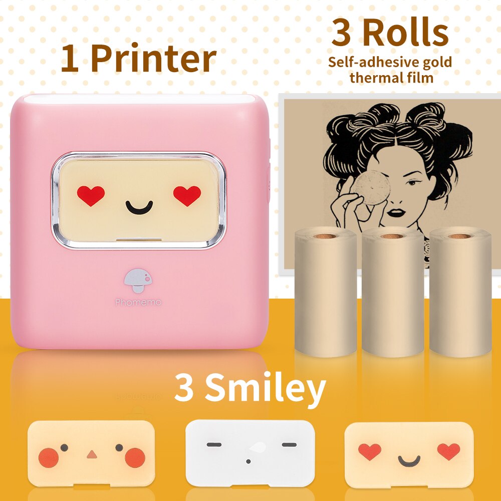 Phomemo M02E Pocket Thermal Picture Mini Printer Clear Printing Label Sticker Maker Wireless Photo Printing for Christmas: Pink-Q22-TTRMS-GO