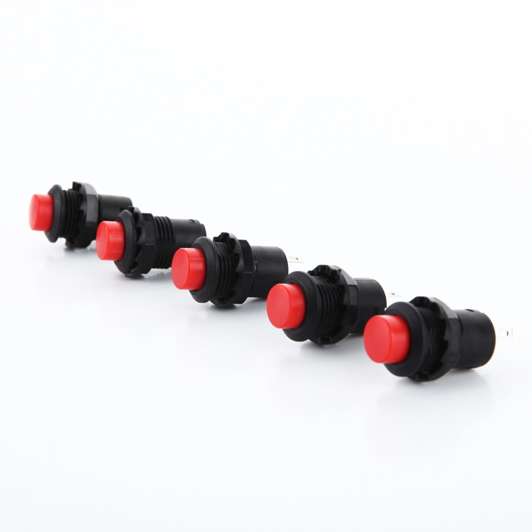 5pcs/lot Momentary/Self-locking Red Push button switch 12mm circular small size Mini self reset 2 Pins electrical switch P21