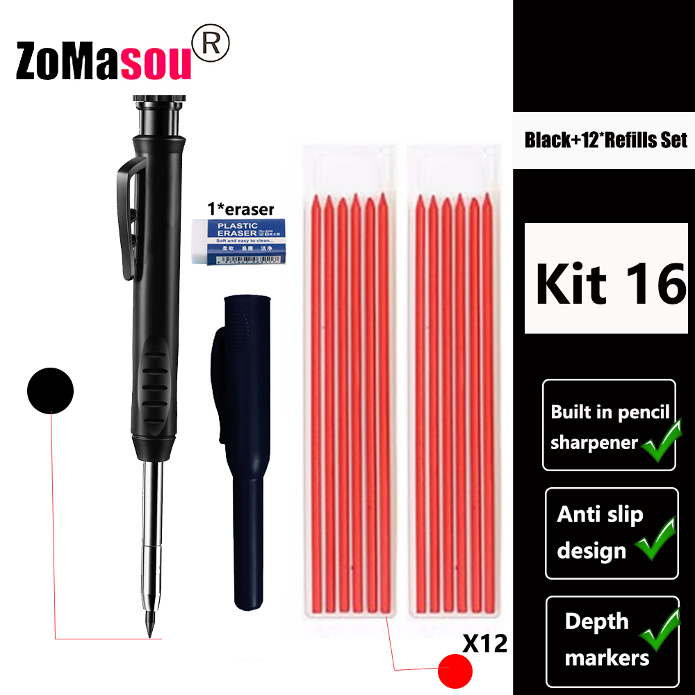 Heldekkende mekanisk blyant for snekkerarbeid, langt hode, dyphullsmarkører, penn, blyanter, påfyllingsstifter, spisser, skrivesaker: Lavendel