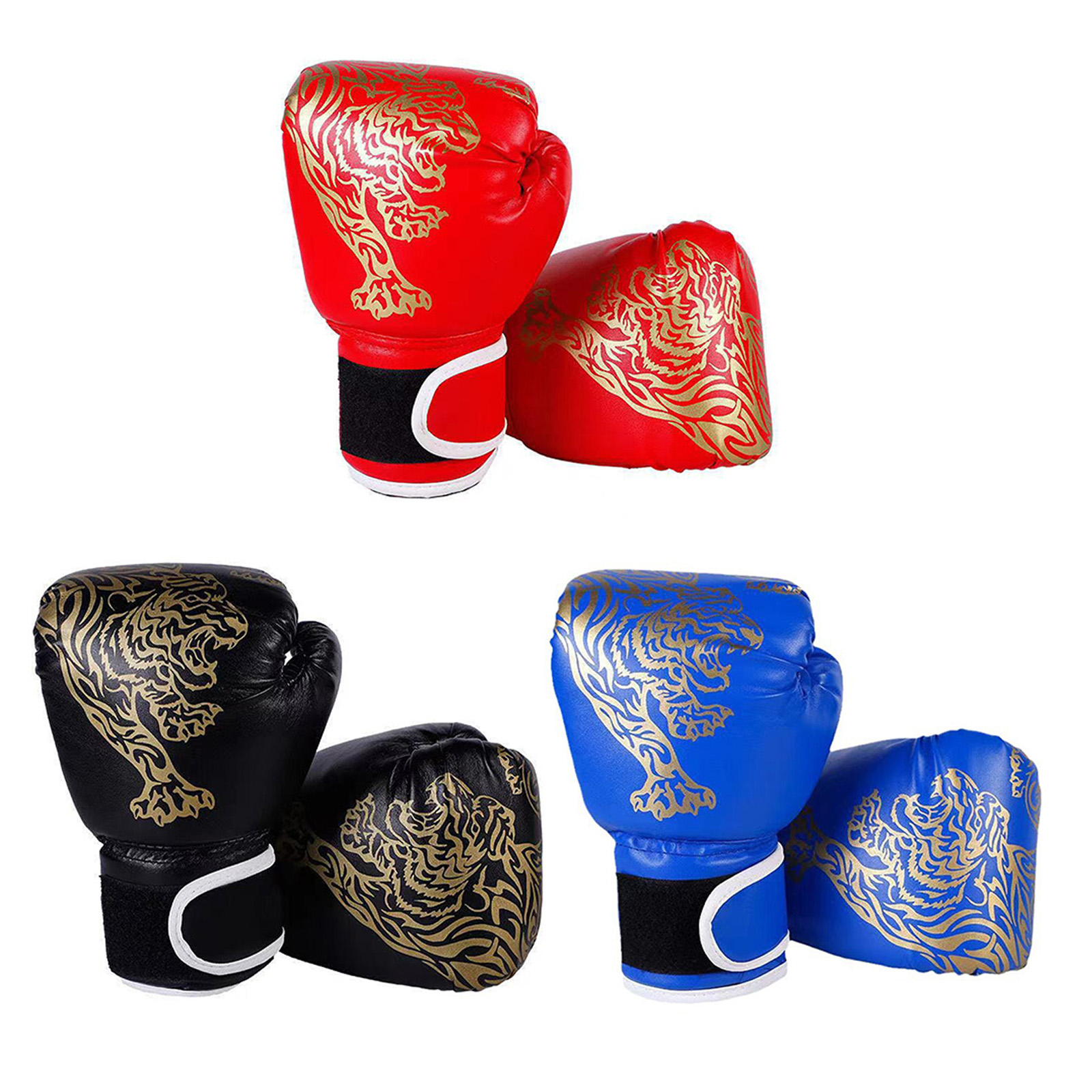 1 Pair Boxing gloves Unisex Children Adults Tiger Printed Boxer Gloves Heavy Punching Bag Gloves for Boxing Kickboxing Training