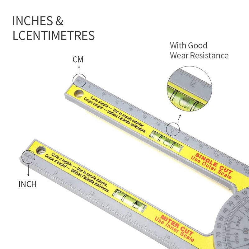 Top Gradenboog Finder Hoek Finder Mijter Gauge Goniometer 360 Graden Houtbewerking Meten Heerser Diy Hoek Heerser