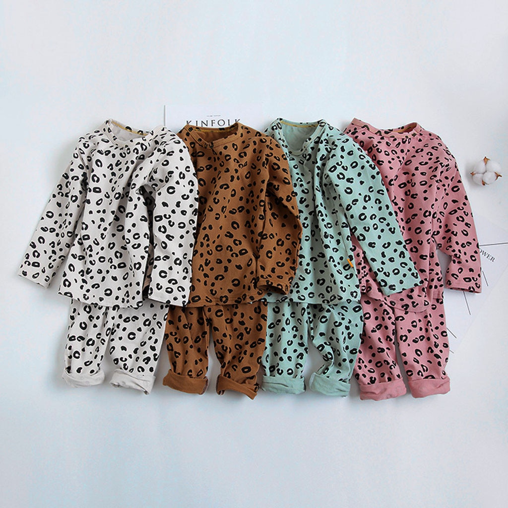 Nachtwäsche Kinder Baby Jungen Mädchen Pyjamas Set Kinder Kinder Druck Leopard Pyjamas Kinder Lounge Tragen Baumwolle Mädchen Pijama Infantil