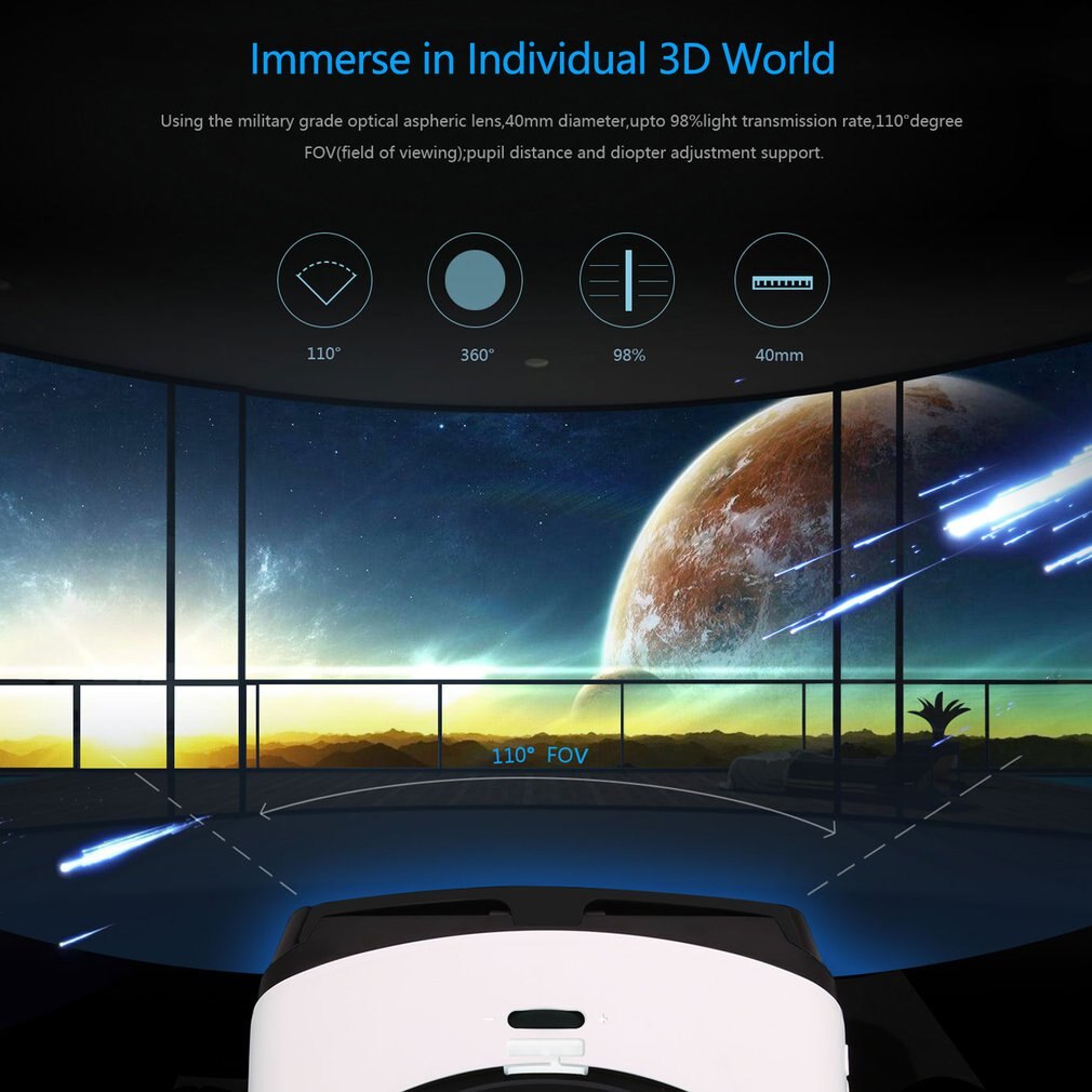 Leshp 3d vr briller headset virtual reality gogglesplay film fotos nydelse til smartphones
