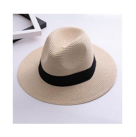 Suogry mærke stråhatte til kvinder panama hat beige hvid herre strand casual bredskygget sommer hawaiiansk solhat: Beige
