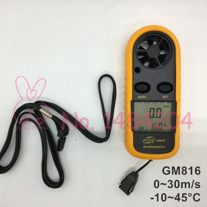 Handheld Vane Anemometer GM816 Air Velocity 0-30 m/s Temperature -10-45 C Wind Speed Meter Mini Air Flow Meter
