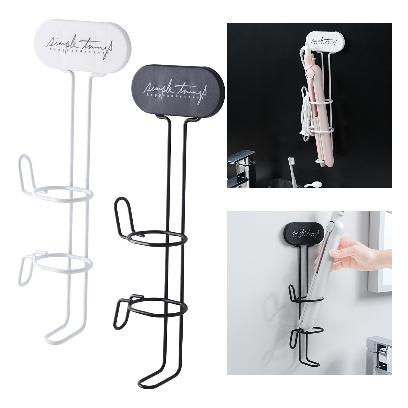 Hair Straightener Storage Rack Wall Mounted Curling Iron Holder Hanger Hair Dryer Holder Hair Dryer Shelf