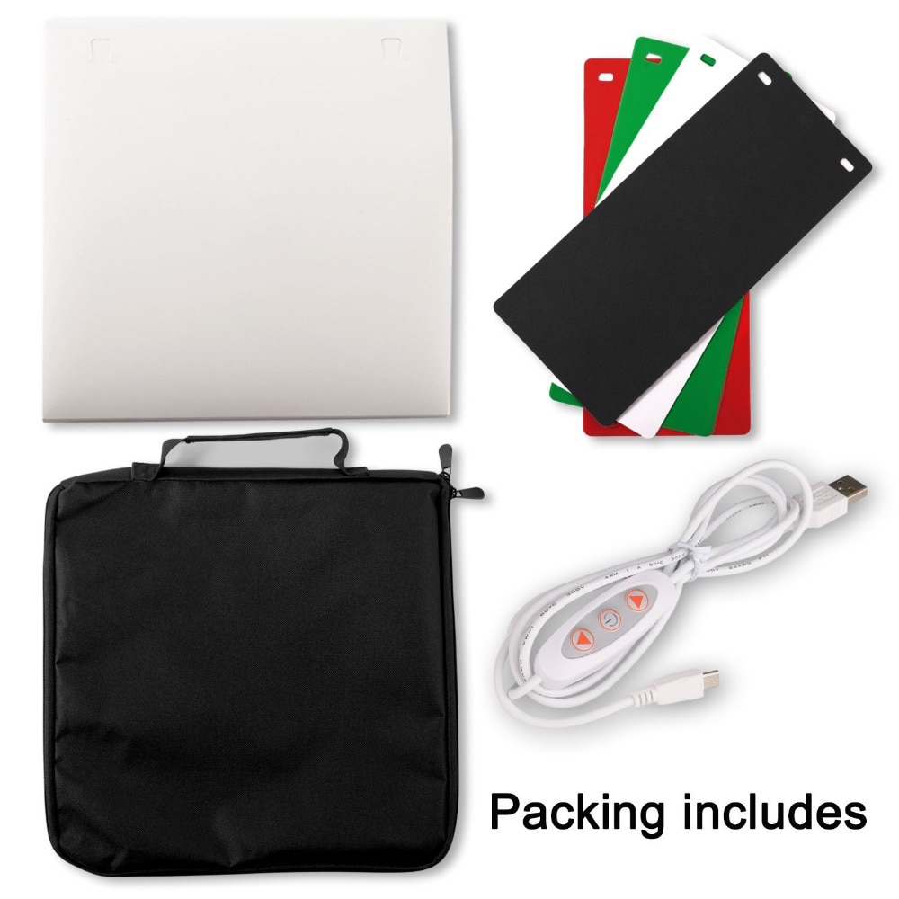 40*40cm Dual LED Panels Folding Lightbox Portable LED Light Box Tabletop Shooting Foldable Tent Led Studio Box Photobox