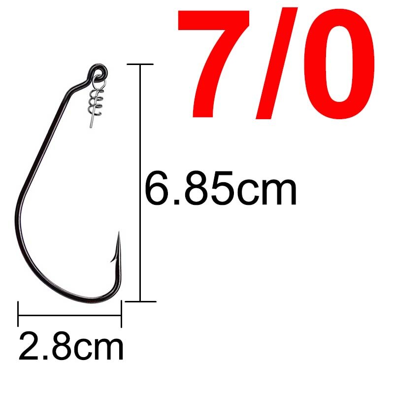 20 pcs Fishing Worm Hook with Spring Twist Lock Screw For Soft Worm Lure Bass Barbed Carp Crank Fishing Hook: 7l0