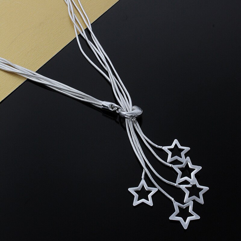 Silver 925 Necklace Hollow Star Necklaces For Women Silver Snake Chain Jewelry Christmas