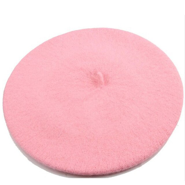 Wool Women Winter berets Luxury pearl rivet Vintage Cashmere Female Warm Vogue beret Hats Girls Flat cap beret for women: Pink2