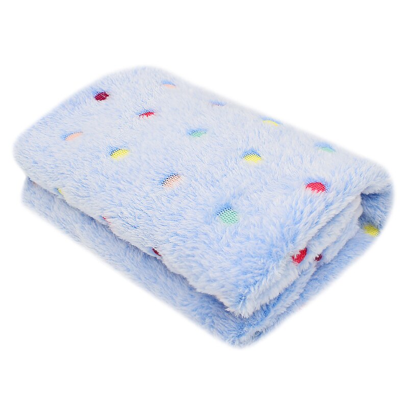 Couverture polaire chaude et douce pour lit de chat et de chien, imprimée à pois, coussin pour animaux de compagnie, tapis pour petits, moyens et grands chiots: Bleu / 100 x 75 cm