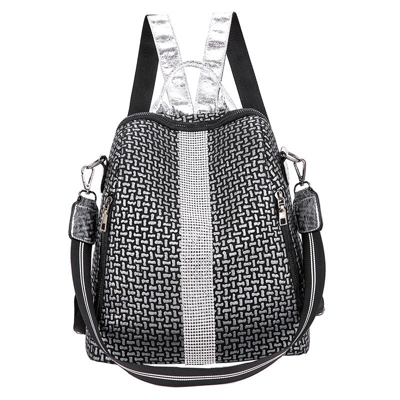 Multifunction Women Backpacks Shoulder Bags Summer Backpack Leather Women Backpacks Light Lady Large Capacity School Bag: Silver