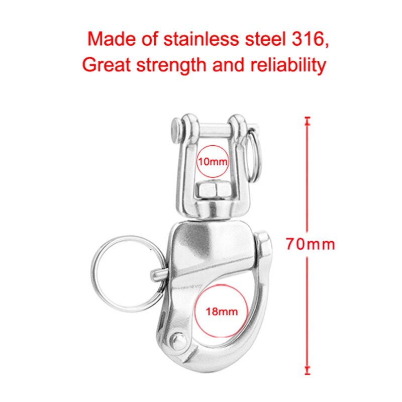 2PCS 316 Stainless Steel Swivel Shackle Quick Release Hook for Rock Climbing Diving Marine Hardware