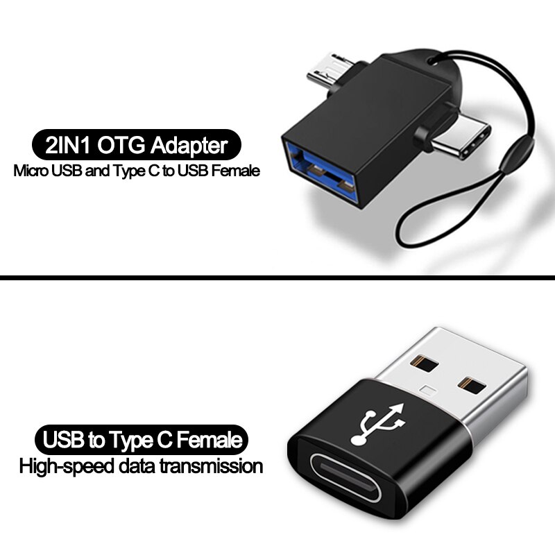 Adaptador OTG 2 en 1 Tipo C macho a Conector Hembra USB para ratón U, convertidor de Cable usb para teléfono móvil